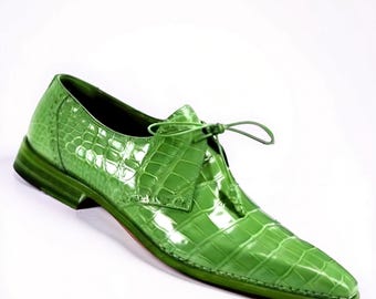 Echte handgemaakte leren herenschoenen, tweekleurige casual veterschoen