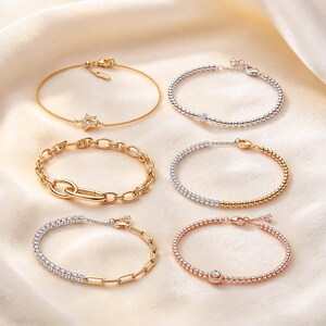 Dainty Stackable Bracelet Set, Gold Silver Rose Gold Minimalist Chain Bracelets, Thin Beaded & Paperclip Bracelet, Everyday Layering
