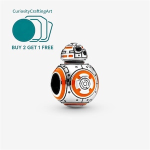 Star Wars BB-8 Charm,925 Sterling Silver Charm Bead, Pandora Compatible Bracelet Charm, Gift for Women Girls.
