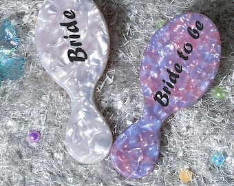 Personalized Mini Hair Brush, Custom Name Travel Brush, Acetate Pocket Comb, Bridesmaid Gift, Makeup Bag Gift, Gift for Her