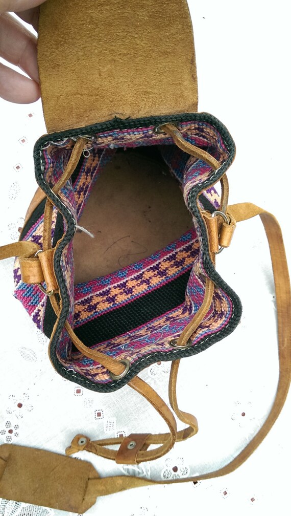 Vintage Small Southwest Leather Trim Handbag - image 3