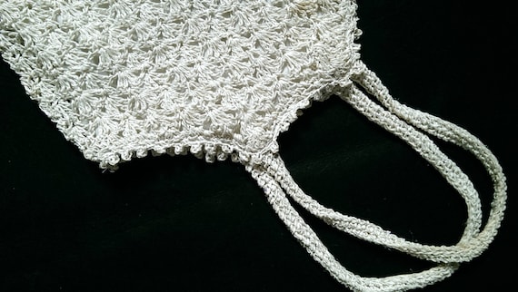 Vintage 90's Crochet Paper & Silver Metallic Tote