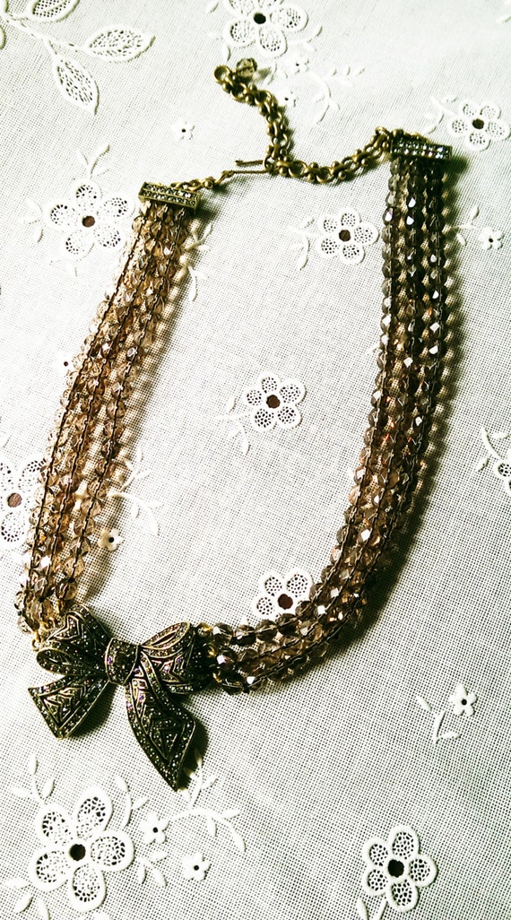 Vintage Heidi Daus Swarovski Crystal Bow Necklace