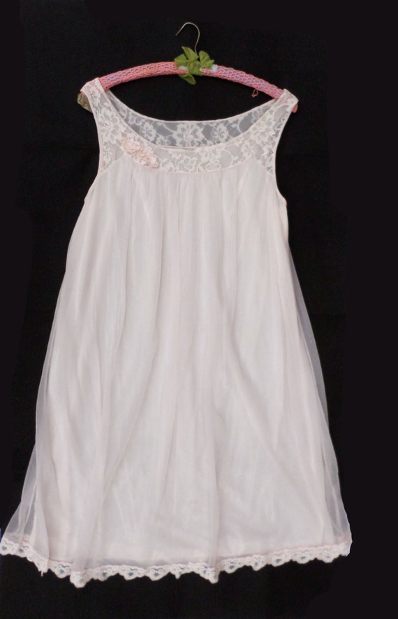 Vintage Vanity Fair Sheer with Lace Nightgown- Med