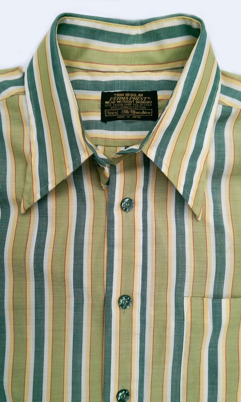 Vintage Sears Men's Perma Prest Stripe Shirt Made in | Etsy