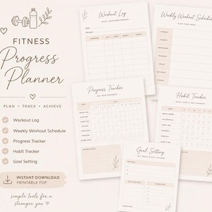 Fitness Goal Progress Planner | Progress Tracker | Printable PDF | Instant Download