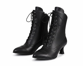 Medieval Lace Up Ankle Boots Pointed Toe Knight Booties Gothic Cosplay Shoes