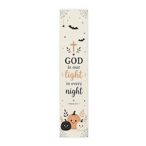 Christian Halloween Table Runner, Faith Over Fear Fall Decor, Psalm 27:1 Scripture Pumpkins