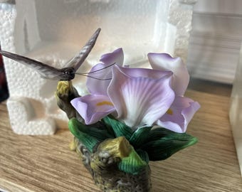 Avon 2002 Elegant Porcelain Butterfly With Lavender Iris