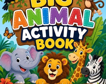 Livre d'activités sur les animaux pour les enfants de 5 à 8 ans | Casse-tête, labyrinthe, coloriage (téléchargement numérique PDF)