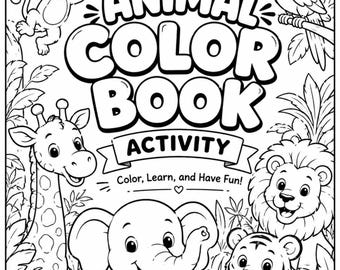 Coloriages d'animaux au format PDF, livre de coloriage imprimable de 70 pages, animaux simples et détaillés, scènes de la nature jungle océan, téléchargement immédiat