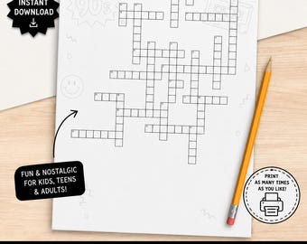 Mots croisés sur la nostalgie des années 90 | Jeu-questionnaire télévisé rétro (téléchargement numérique)
