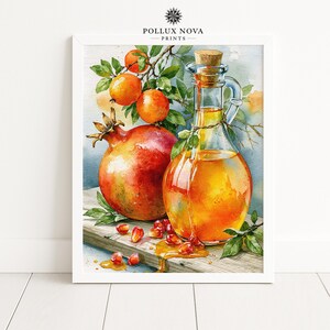 Aquarelle de grenade, nature morte, décoration de cuisine automnale (téléchargement numérique)