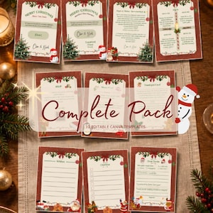 Cozy Christmas Complete Pack Canva Templates, Christmas Party Invitation, RSVP, Menu, Program, Wishlist & Checklist, Holiday Party Bundle