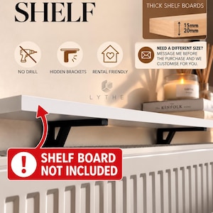 Radiator Shelf BRACKET | No Drill Hidden Mount | Shelf NOT Included | ABS | Floating Support | 3D Printed image 1
