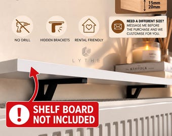Radiator Shelf BRACKET | No Drill Hidden Mount | Shelf NOT Included | ABS | Floating Support | 3D Printed