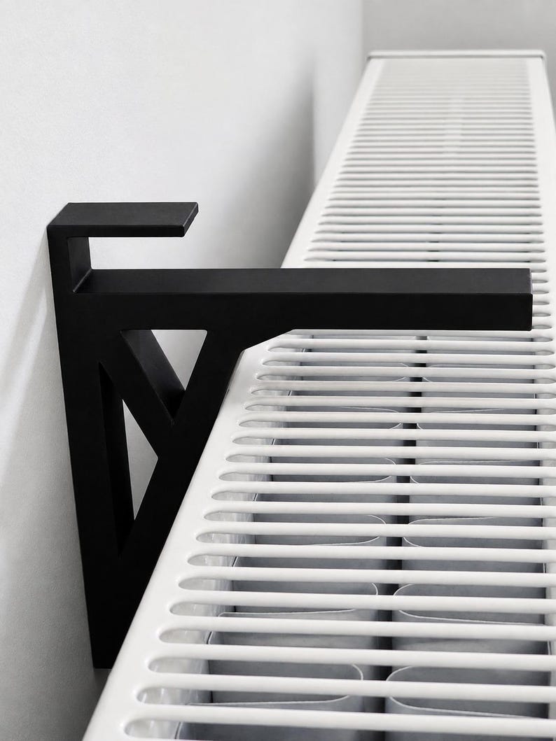 Radiator Shelf BRACKET | No Drill Hidden Mount | Shelf NOT Included | ABS | Floating Support | 3D Printed image 3