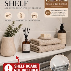 No-Drill Radiator Shelf Support | 15mm Shelf Bracket for Heated Towel Rails | 3D Printed