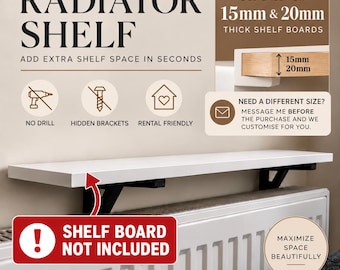 Radiator Shelf Bracket | No Drill Hidden Mount | Rental Friendly | ABS | Floating Support