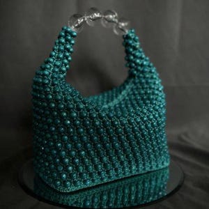 Beaded Handbag Crochet Pattern, Crystal Handle Purse Tutorial (PDF Download)