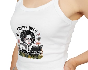 Crying Over Anime Tank Top | Sad Girl Illustration, Flowers