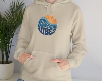 Sunshine Vibes sun logo Hoodie | Retro Beach Graphic Sweatshirt
