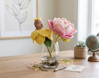 Crochet Flower Fairy & Peony Bouquet Pattern – Amigurumi Doll Tutorial (Digital Download)