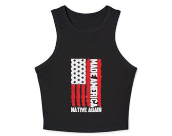 Distressed American Flag Stripe Tank Top | Patriotic USA Graphic