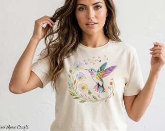 Dandelion Hummingbird Embroidery Design - Nature-Inspired Machine Embroidery Pattern