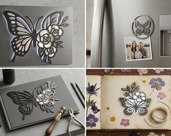 Floral Butterfly SVG Bundle – Laser Cut Wall Art, Filigree Insect Files (Digital Download)
