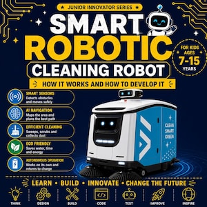 Robot nettoyeur intelligent pour enfants | Comment ça marche et comment le construire | Cahier d'activités sur la robotique STEM | 7-15 ans | PDF imprimable