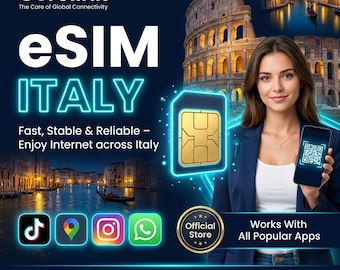 Italië: eSIM: 5 GB data, 30 dagen, directe QR-bezorging (digitale simkaart)