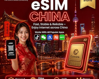 China eSIM: 5 GB data, 30 dagen, directe QR-bezorging (digitale simkaart)