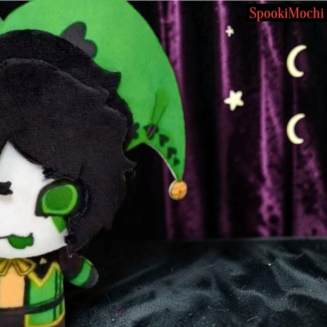 Creepy Cute Harlequin Plush Doll, Sad Clown Gothic Plush, Pierrot