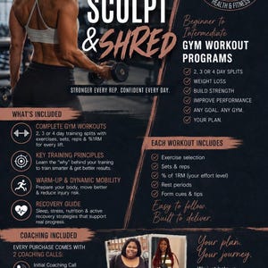 4-Tage Split Gym Workout-Programm Gewichtsverlust / Kraftaufbau mit Coaching-Aufrufen