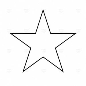 Può includere: Una semplice forma a stella a cinque punte delineata da una spessa linea nera su sfondo bianco. La stella presenta punte affilate e simmetriche con un design pulito, con il testo Puffy Pixel Co ripetuto leggermente sullo sfondo.