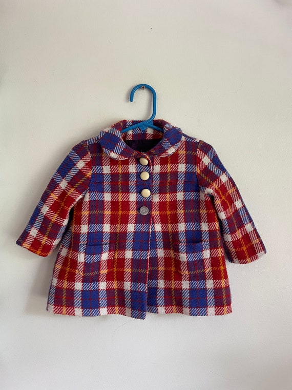 Vintage toddler plaid coat with Peter Pan collar 2