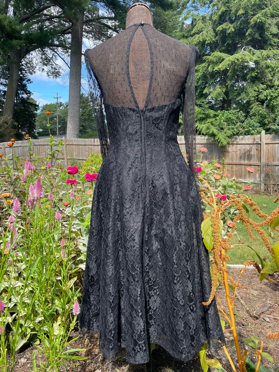 Vintage 1980’s black lace dress XS/small - image 5