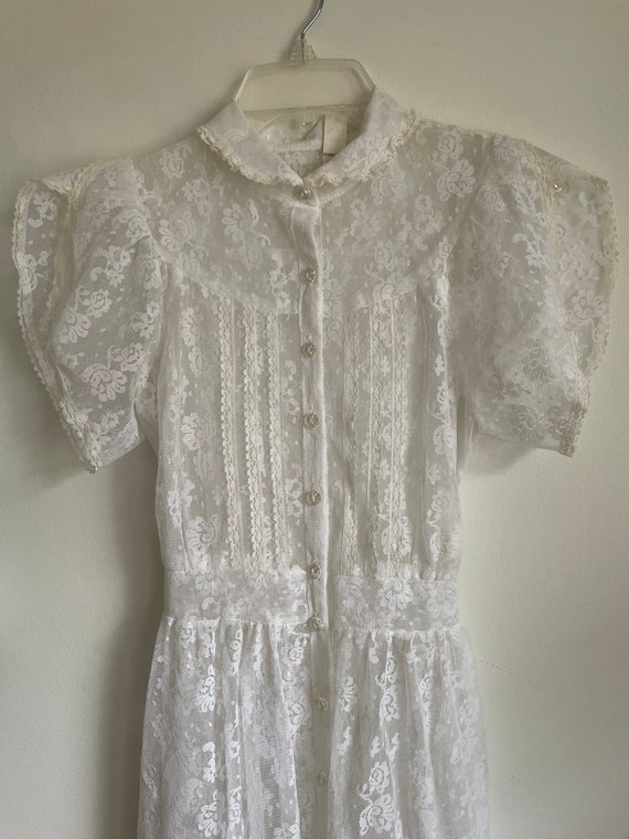 Vintage 1970s white lace dress small/medium, Hele… - image 10