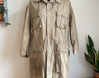 Vintage 1950s USAF military tan tropical bush jacket, cotton XL