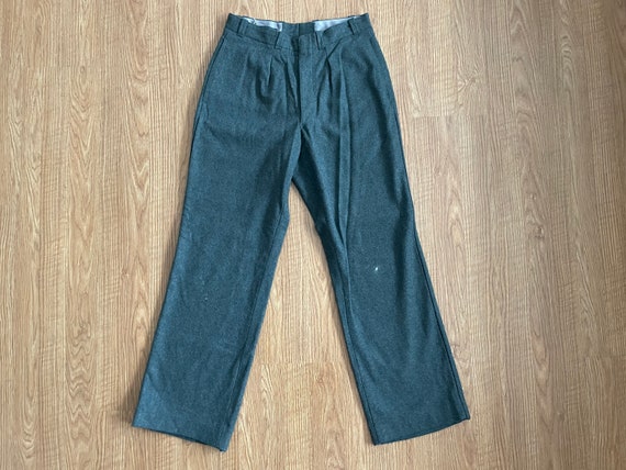 Vintage wool military pants 30x30 Grayish green - image 1