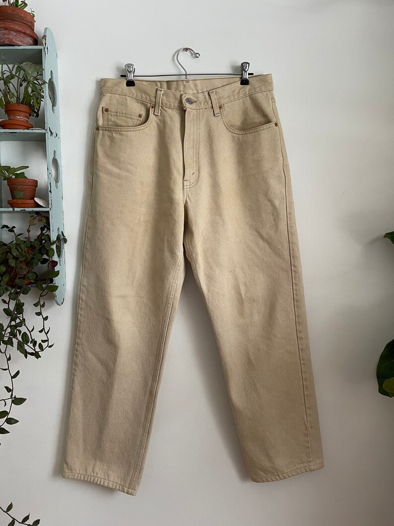Vintage Levi’s 550 red tabs beige jeans 34X 29 relaxed fit image 2