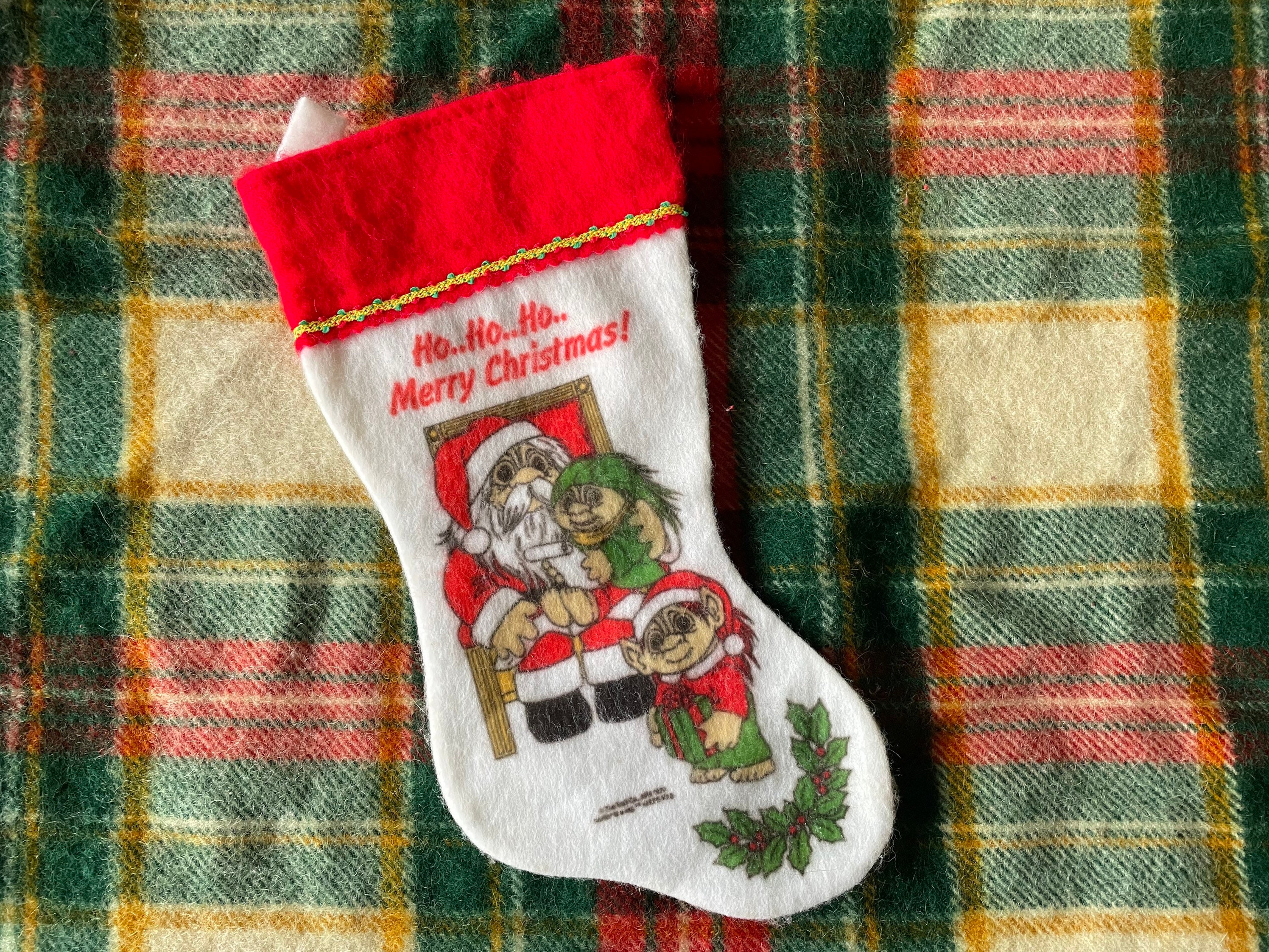 Rare Vintage Trolls Christmas stocking. Red and - Depop