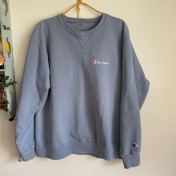 Vintage 1990s baby blue champion sweatshirt pull over embroidered script large