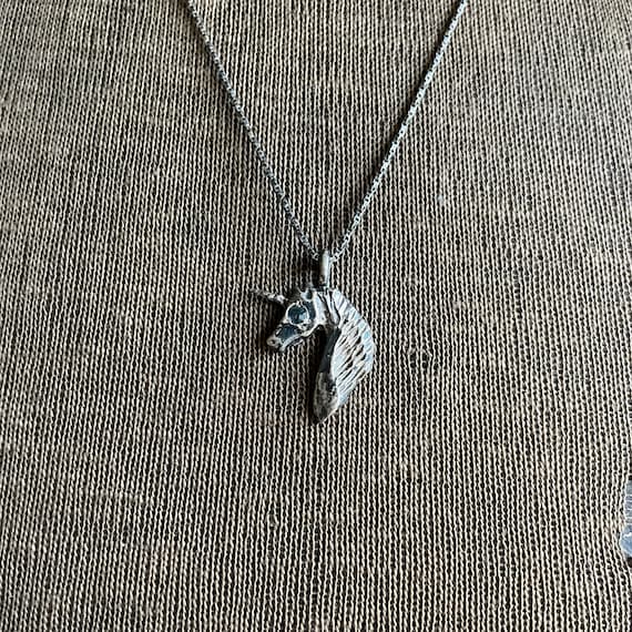 Vintage Sterling Silver Unicorn Pendant With Topaz Eyes and Vintage Sterling Silver Unicorn Pendant With Topaz Eyes and