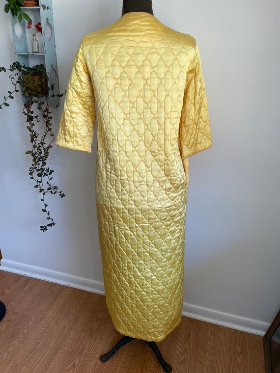 Vintage satin robe yellow bows medium - image 6