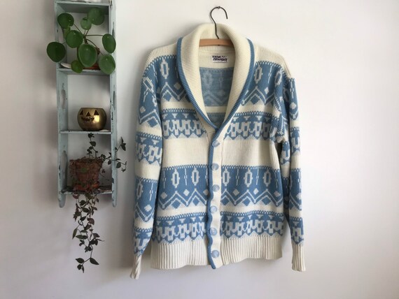 Vintage large cardigan acrylic shawl collar