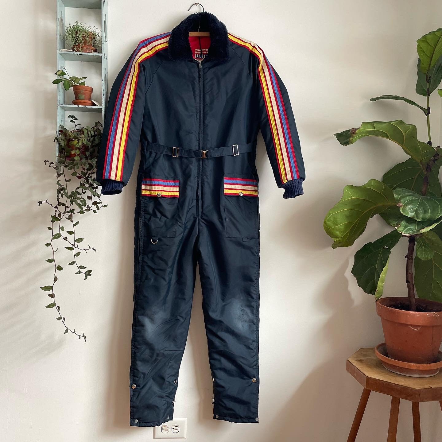 Vintage Snowmobile Suit Color Block JCPenney Snowsuit Men's