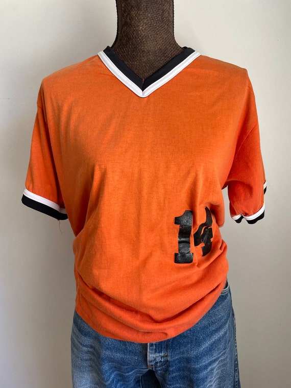 Vintage V-neck jersey with flocked letters XL - image 9