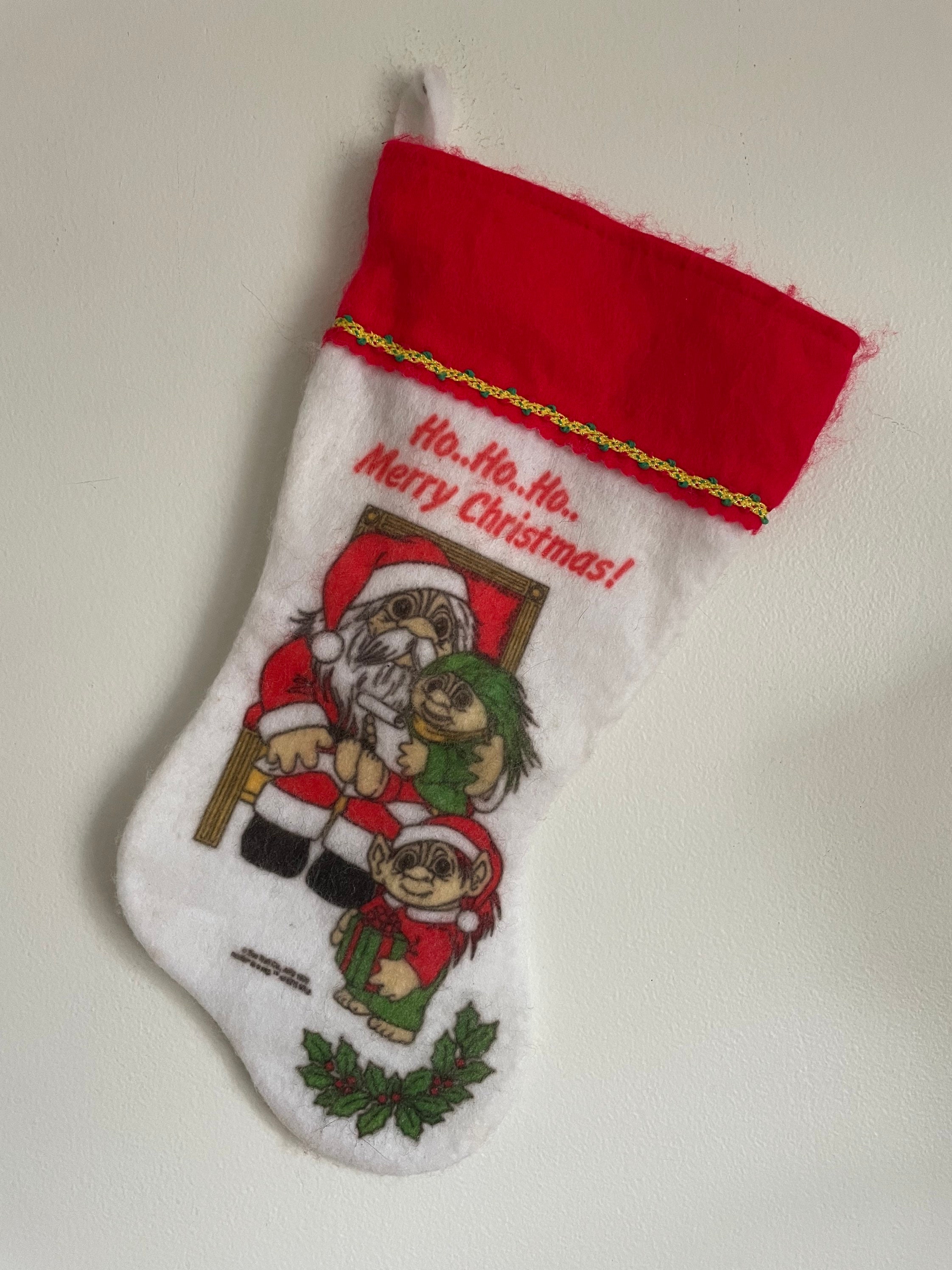 Rare Vintage Trolls Christmas stocking. Red and - Depop
